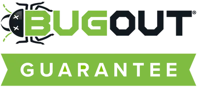 Bug Out Guarantee logo. At Bug Out, if pests return between treatments, we'll re-treat for free.