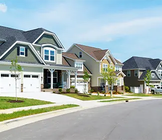 View of suburban homes from the street - Keep pests away from your home with Bug Out in St. Louis