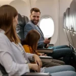 A happy family on an airplane. Learn how to prevent and protect against bed bugs when you travel with these tips from Bug Out.